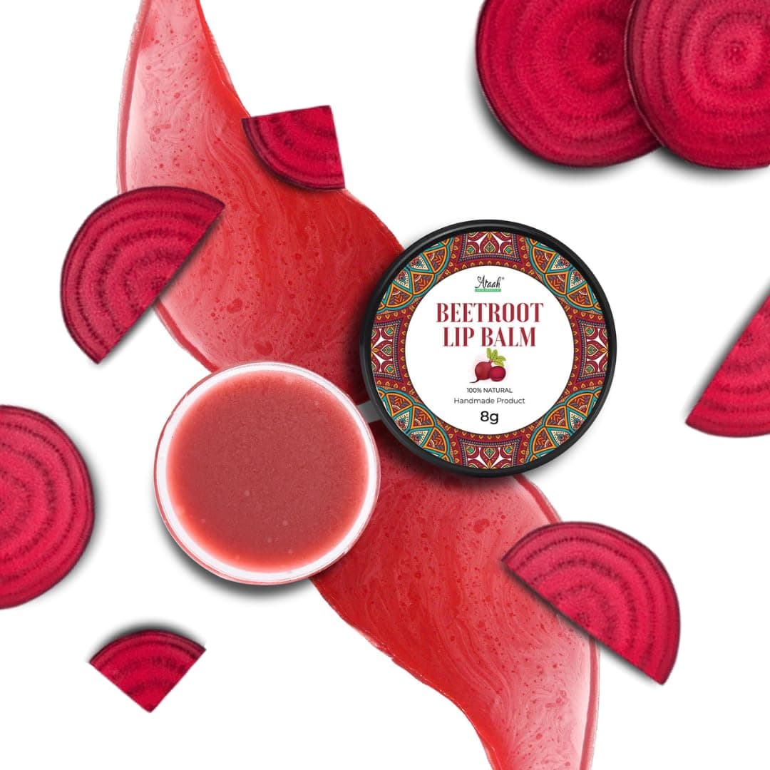 Araah Beetroot Lip Balm With Beetroot Extract Organic Lip Balm for Dry, Chapped & Pigmented Lips For Men & Women | Soft And Smooth Lips | Natural Moisturizing Lip Care 100% Natural and Paraben Free - 8g