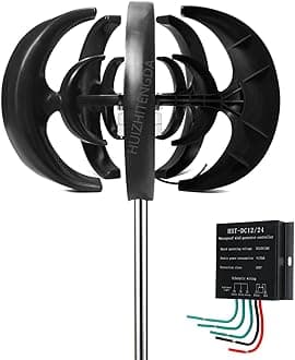 HUIZHITENGDA No Noise10000w Windmill Wind Turbines Generator,12V 24V 48V 220V with Controller Vertical Wind Turbines Generator for Home Camping(Black)