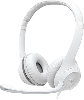 H390 Wired Headset for PC/Laptop, Stereo Headphones with Noise Cancelling Microphone, USB-A, In-Line Controls, Works with Chromebook - Off White