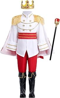 AWIBMK Boys Prince Charming Costume - Kids Medieval Royal King Outfit for Halloween Cosplay Dress Up