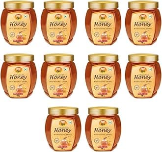 - ANP BEE Raw Natural Honey I Supports Weight Loss I NMR Tested Unprocessed & Unfiltered Original Pure Honey I Multiflora Honey I Good for Heart Health I Plastic Bottle (Pack of 10, Honey 100gm)