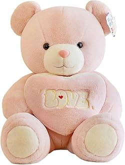 Home Smart Cuddly Teddy Bear Toys with Holding Love Heart Assoretd Color and Size 50 cm for Girls Friend Couple Wedding Valentine Birthday and (Pink)
