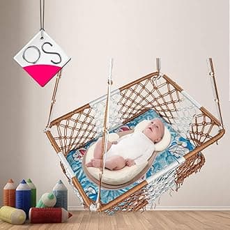 Patiofy Silk Baby Cradle Hanging Bed for 0-2 Years - Jhula for Sleeping, Chair Swing in Brown White With Mattress