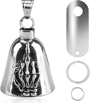 vvag Motorcycle Bell Durable Guardian Angel Bell Hanger Biker Bell with Keychain Ring Motorcycle Accessories for Women