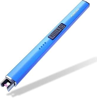FUKKUDA Electric Candle Lighter with Safety Switch - USB Rechargeable Windproof & Flameless Plasma Arc Lighter for Easter Basket Stuffers (Sapphire Blue)
