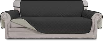 Easy-Going Sofa Slipcover Reversible Sofa Cover Furniture Protector Couch Cover Elastic Straps Pets Kids Children Dog Cat (Sofa, Darkgray/Beige)