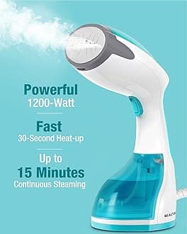 Beautural 1200W Handheld Garment Steamer, Portable Home and Travel Steamers for Clothes with 260ml Removable Water Tank Vertically & Horizontally Steam