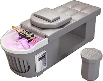 Shampoo Bed, Thai Style Shampoo Bed with Integrated Water Circulation and Fumigation for Beauty Massage and Barber Shop, Load-Bearing: 300Kg, Spa/Salon Bed,B