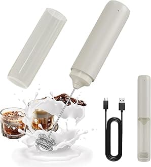 CIRCLE JOY Portable Rechargeable Milk Frother Hanheld, Dual Spring Whisk Electric Coffee Frother Wand Drink Mixer for Matcha Lattes Cappuccino, Kitchen Gifts, Beige