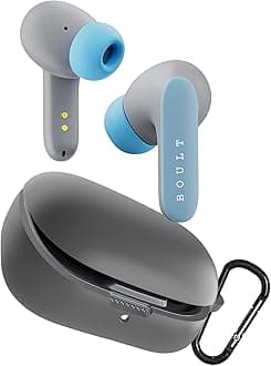 Sounce Earphone Case Cover Compatible for Boult Audio Z20 Pro, Soft Silicone Skin Case Cover Shock-Absorbing Protective Case with Keychain [Front LED Visible] - Grey