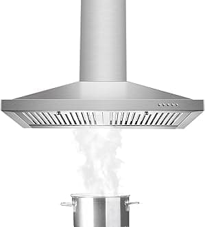 Range Hood, Range Hoods 30 inch Stainless Steel, 450 CFM Kitchen Hood with LED Light Baffle Filters, 3 Speed Exhaust Fan, ...