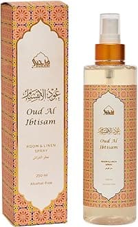 Oud Al Ibtisam Attar Al Faraash 250ml - Non Alcoholic Air Freshener & Linen Spray. Perfect for prayer mat, home linens, spraying in the room & fabrics. 100% Halal & Alchohol Free