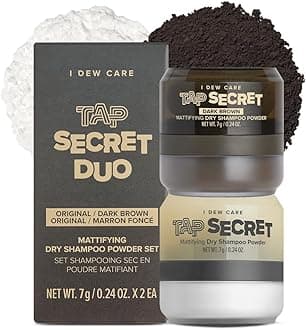 Biotin Clarifying Dry Shampoo - Tap Secret Dark Original & Dark Brown Duo set | Strengthening & Volumizing, Powder Type, Refillable, Travel size, Brunette, Beauty Gift Sets, 0.29 Oz * 2ea