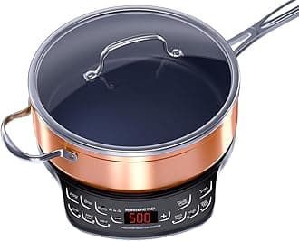 Flex Precision Induction Cooktop, 10.25” Shatter-Proof Ceramic Glass, 6.5” Heating Coil, 45 Temps 100°F to 500°F, 4Qt Induction-Ready Healthy Ceramic Non-Stick Everyday Pan with Lid Included