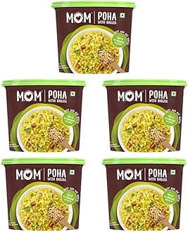MOM - Meal of the Moment, Poha with Bhujia, 80g (Pack of 5) - Ready to Eat | Instant Food | No Added Preservatives