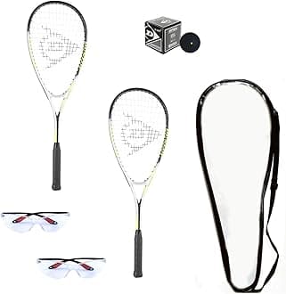 Dunlop Sports Squash Racquet Set (Includes 2 Racquets, 2 Eyeguards, 1 Ball, Cover)