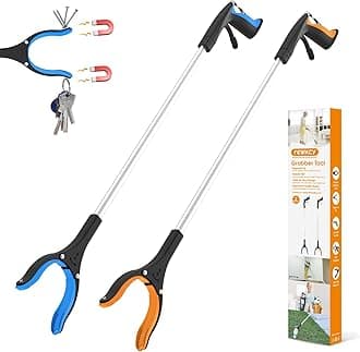 43" Grabber Reacher Tool, 2-Pack Non Folding Extra Long Reacher Grabber Pickup Tool with 360° Rotating Jaw & Magnets, Picker Upper Grabbers for Seniors Heavy Duty Professional