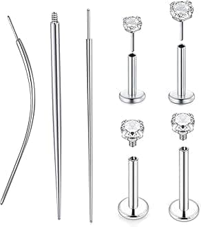 QWALIT Piercing Taper Threadless Insertion Tool - Titanium Labret Pin 16g, 18g, 20g