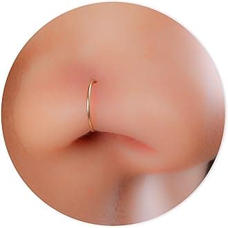Gold Nose Hoop - Tiny Thin 24 Gauge 7mm Nose Rings For Women - 14k Gold Filled Nose Piercing Jewelry For Women - Small Handmade Nose Hoops - Gift Ready