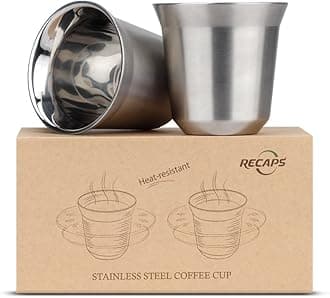 80ml Stainless Steel Espresso Cups Set - 2 Pack Double Wall Stainless Steel Espresso Cup By 2.7oz