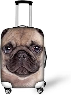 HUGS IDEA Pug Face Print Elastic Travel Protective Dust Covers for 18/20/22 Inch Suitcasae