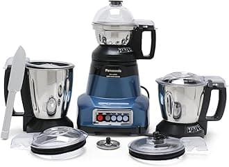 Panasonic Mixer Grinder MX-AE375 Monster 2000W Super Mixer Grinder with 3 Stainless Steel Jars, Mixie Grinder & Blender Machine for Kitchen, Warranty 2 Yrs Product & 5 Yrs Motor (Blue)