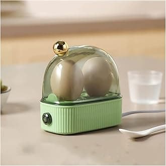 SISWIM Electric Egg Cooker Small Egg Cooker Multi Function Egg Steamer Dormitory Household Egg Boiler One Person Breakfast Machine Can Cook Two Eggs Rapid Egg Boiler (Color : Bianco)