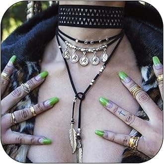 Roe Dolph Boho Necklaces for Women Trendy Western Country Concert Outfits Accessories Brown Suede Choker Necklace Layered Leather Necklaces Boho Western Jewelry Cowboy Cowgirl Outfits Jewelry