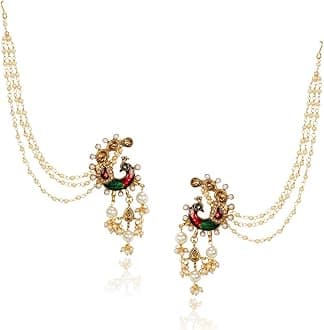 Metal Gold Plated and Pearl Earrings for Women & Girls