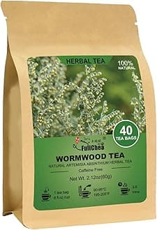 Fullchea - Wormwood Tea Bags, 40 Teabags - Bitter Herbal Tea - Pure Wormwood - Non-GMO - Caffeine-Free - Support Digestion & Well-being
