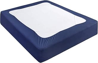 Moonsea Box Spring Cover King Size，Elastic Fabric Wrap Around 4 Sides Bed Skirt，Sleek Alternative for Bed Skirts for Hotel/Home - King，Navy