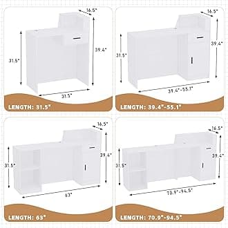 TKKUPLG Modern Reception Desk with Counter & Drawers, Front Desk Reception Counter for Salon/Office/Lobby