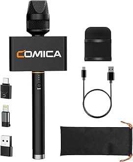 COMICA Revo S Wireless Handheld Microphone, Professional Handheld Interview Microphone for iPhone, USB Type C Android Phones, Laptops, PC, Reporter Mic for Content Creators, Interviews, Reporting