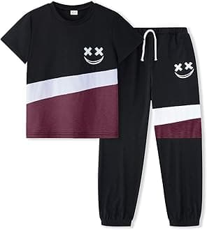 Size 6-12 Years Boys Summer/Spring Outfits Set Short Sleeve T-Shirt & Pants Boys Fall Clothes Sets