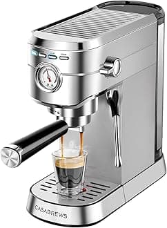 CM5418 Espresso Machine 20 Bar, Compact Espresso Maker with Steam Milk Frother, Stainless Steel Coffee Machine with 34oz Removable Water Tank for Cappuccino, Small Latte Machine, Silver