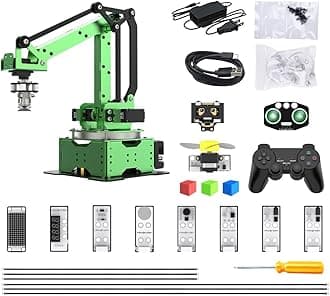 LewanSoulAI Robotic Arm Kit, MaxArm for ESP32 Open Source Smart Robot Arm with AI Vision Sensor Kits PS2 Wireless Controllers, Python & Arduino Programming Science Education, Advanced Kit