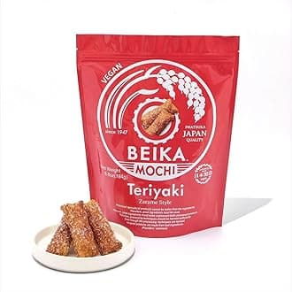 [Beika Mochi] Teriyaki Flavor Japanese Rice Mochi Snack | Zarame Style | Vegan | Made with 100% Japanese Rice, Soy Sauce and Sugar (194g)