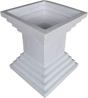 NEER Tulsi Vrindavan Pot | Grey Stone Marble Look | 36×43cm | Rotomolded Plastic | Embossed Om & Swastik | Drainage Holes | Crack-Resistant & Weather-Proof | Indoor & Outdoor Tulasi Planter |