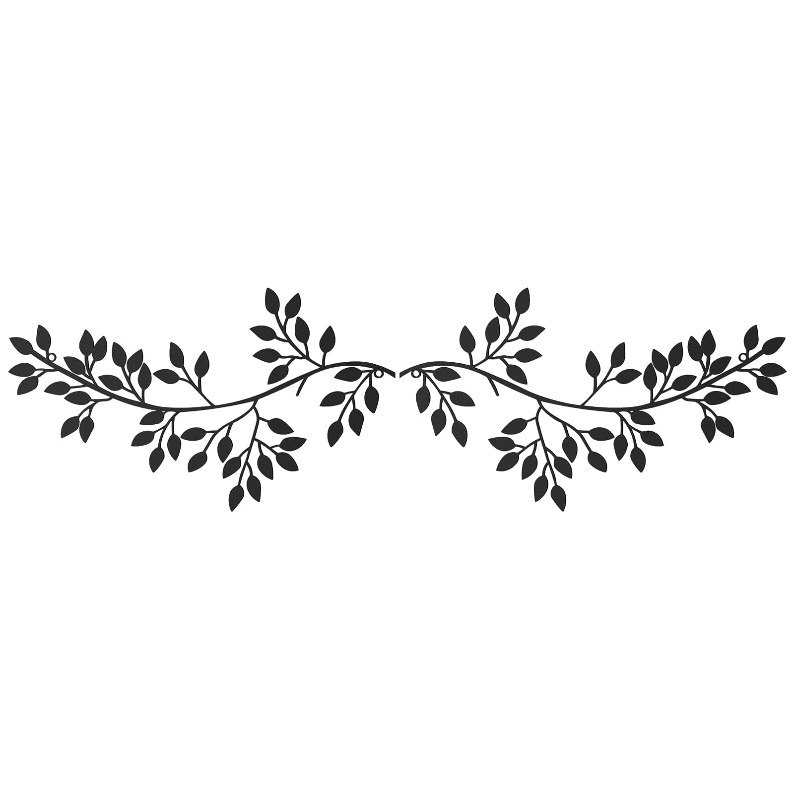 2 Pieces Metal Tree Leaf Wall Decor Vine Olive Branch Leaf Wall Art Wrought Iron Scroll Sculptures Above the Bed, Living Room, Outdoor Decoration (Classic Style,Black)