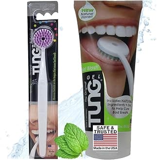 Peak Essentials The Original TUNG Brush & Gel Combo | 1 Mint Blast Tongue Paste 3 oz (85g) | 1 Adult Tongue Brush