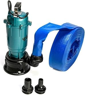 Heavy Duty Flood Sewage Water Pond Drain Septic Sump Cesspool Grinding Pump with Float Switch 10m, 20m, 30m or 50m Blue (Pump with Float Switch 20m Blue)