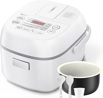 Mini Rice Cooker, 3 Cups Uncooked Small Rice Cooker, Steamer & Warmer, With Fuzzy Logic And One-Touch Cooking, 24 Hour Delay Timer And Auto Keep Warm Feature, White