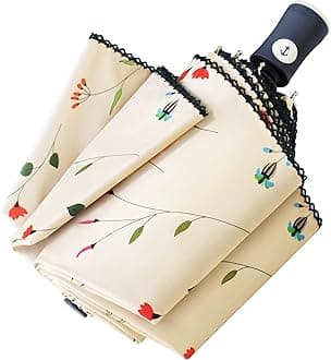 UV Sun Umbrella Compact Folding Travel Umbrella Auto Open and Close for Windproof, Rainproof & 99.9% UV Protection Parasol with Black Anti-UV Coating