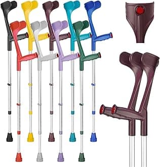 Classic Open Cuff Ergonomic Grip Elbow Crutches – Aubergine – Pair | Lightweight Height Adjustable Economy Comfort Coloured Forearm Crutches for Adults Men & Women Mobility and Walking Aids