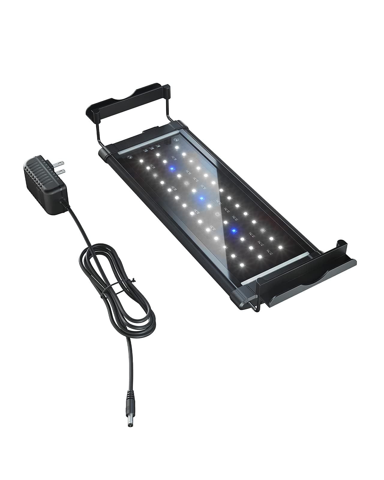 LED Aquarium Light, Fish Tank Light with Extendable Brackets, White and Blue LEDs, External Controller, for Aquatic Reef Coral Plants and Freshwater Fish Tan(11-19 IncH