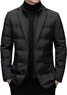 Men's Suit Collar Insulated Puffer Jacket Winter Thermal Business Blazer Down Coats Windproof Padded Puffy Coat