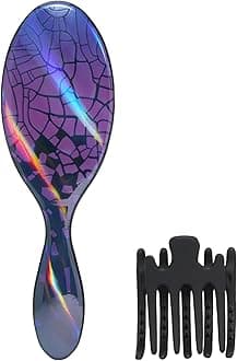 Wet Brush Original Detangler Hair Brush Ghostly Style Kit - Ultra-Soft IntelliFlex Bristles - Detangling Brush Glides Through Tangles For All Hair Types (Wet Dry & Damaged) - 1 Brush & 1 Claw Clip