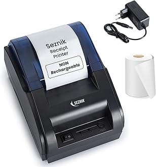 SEZNIK Bluetooth+USB Receipt Printer 58 mm | Non Rechargable, Corded | Inkless Thermal | Mobile, Desktop Compatible (Receipt Printer - 2)