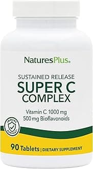 NaturesPlus Super C Complex, Sustained Release - 90 Tablets - 1000mg Vitamin C + 500mg Bioflavonoids - Vegetarian, Gluten Free - 90 Servings