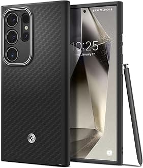 Spigen Enzo Aramid | Samsung Galaxy S24 Ultra Case [Premium Aramid] [Air Cushion Protection] Galaxy S24 Ultra Back Cover | TPU, Aramid Fiber, Aluminium - Matte Black